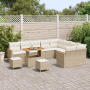 Juego de Sofá de Jardín de 12 Piezas con Cojines Beige Ratán Poliéster Acacia de , Sofás de exterior - Ref: Foro24-3365036, P...