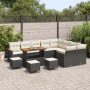 Juego de Sofás de Jardín de 13 Piezas con Cojines Negro Rattan Poliéster Acacia | Foro24.es | Tu tienda online para hogar, jardín y más Foro24.es