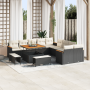 Conjunto de Sofá de Jardín de 13 Piezas con Cojines Negro de Poliratán y Acacia | Foro24.es | Tu tienda online para hogar, jardín y más Foro24.es