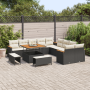 Conjunto de Sofá de Jardín de 13 Piezas con Cojines Negro de Poliratán y Acacia | Foro24.es | Tu tienda online para hogar, jardín y más Foro24.es