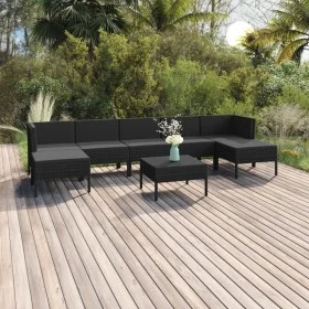 8-teiliges Gartenmöbel-Set und schwarze synthetische Rattankissen von vidaXL, Gartensets - Ref: Foro24-3094545, Preis: 674,26...