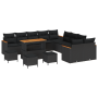 Conjunto de Sofá de Jardín de 14 Piezas con Cojines Negro Poliratán Acacia de , Sofás de exterior - Ref: Foro24-3365059, Prec...