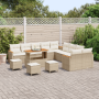 Juego de Sofá de Jardín de 14 Piezas con Cojines Beige Poliratán Acacia de , Sofás de exterior - Ref: Foro24-3365061, Precio:...