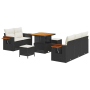 Conjunto de sofá de jardín de 8 piezas con cojines negro poliratán acacia de , Sofás de exterior - Ref: Foro24-3365065, Preci...