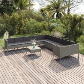 Garden furniture set 11 pieces and gray synthetic rattan cushions by vidaXL, Garden sets - Ref: Foro24-3094498, Price: 908,29...