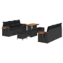 Conjunto de Sofás de Jardín de 9 Piezas con Cojines Poliratán Negro Acacia de , Sofás de exterior - Ref: Foro24-3365079, Prec...