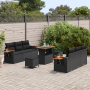 Conjunto de Sofás de Jardín de 9 Piezas con Cojines Poliratán Negro Acacia de , Sofás de exterior - Ref: Foro24-3365079, Prec...