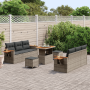 Conjunto de Sofá de Jardín de 9 Piezas con Cojines de Poliratán Gris Acacia de , Sofás de exterior - Ref: Foro24-3365083, Pre...