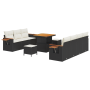 Conjunto de Sofás de Jardín de 10 Piezas con Cojines Poliratán Negro Acacia de , Sofás de exterior - Ref: Foro24-3365085, Pre...