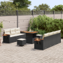 Conjunto de Sofás de Jardín de 10 Piezas con Cojines Poliratán Negro Acacia de , Sofás de exterior - Ref: Foro24-3365085, Pre...
