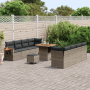Conjunto de Sofá de Jardín  de 11 Piezas con Cojines Gris Ratán Poliéster Acacia | Foro24.es | Tu tienda online para hogar, jardín y más Foro24.es