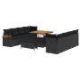 Conjunto de Sofá de Jardín de 11 Piezas con Cojines Negro Poliratán Acacia de , Sofás de exterior - Ref: Foro24-3365104, Prec...