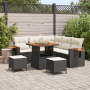 Set de Sofá de Jardín de 8 piezas con Cojines Negro Poliratán Acacia de , Sofás de exterior - Ref: Foro24-3365120, Precio: 52...