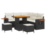 Set de Sofá de Jardín de 8 piezas con Cojines Negro Poliratán Acacia de , Sofás de exterior - Ref: Foro24-3365120, Precio: 52...