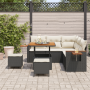 Set de Sofá de Jardín de 8 piezas con Cojines Negro Poliratán Acacia de , Sofás de exterior - Ref: Foro24-3365120, Precio: 52...