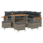 Conjunto de Sofás de Jardín de 9 Piezas con Cojines Gris Ratan Acacia de , Sofás de exterior - Ref: Foro24-3365133, Precio: 6...
