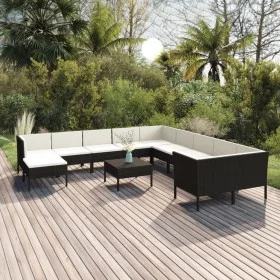 Garden furniture set 12 pieces and black synthetic rattan cushions by vidaXL, Garden sets - Ref: Foro24-3094520, Price: 937,6...
