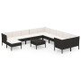 Set muebles de jardín 12 pzas y cojines ratán sintético negro de vidaXL, Conjuntos de jardín - Ref: Foro24-3094520, Precio: 1...
