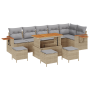 Juego de Sofá de Jardín de 10 Piezas con Cojines Beige Poliratán Acacia de , Sofás de exterior - Ref: Foro24-3365152, Precio:...