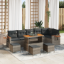 Juego de Sofás de Jardín de 10 Piezas con Cojines Gris Poliratán Acacia de , Sofás de exterior - Ref: Foro24-3365153, Precio:...