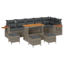 Juego de Sofás de Jardín de 10 Piezas con Cojines Gris Poliratán Acacia de , Sofás de exterior - Ref: Foro24-3365153, Precio:...
