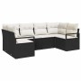 Conjunto de sofá de jardín 6 pcs Negro Poliratán