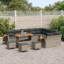 Conjunto de Sofá de Jardín de 13 Piezas con Cojines Gris de Poliratán y Acacia | Foro24.es | Tu tienda online para hogar, jardín y más Foro24.es