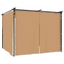 Cenador con cortinas acero gris taupe 3x3 m
