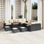 Juego de Sofás de Jardín de 14 Piezas con Cojines - Poliratán Negro y Acacia Crema | Foro24.es | Tu tienda online para hogar, jardín y más Foro24.es