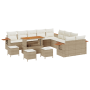 Juego de Sofá de Jardín de 14 Piezas con Cojines Beige Poliratán Acacia de , Sofás de exterior - Ref: Foro24-3365191, Precio:...