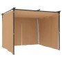 Cenador con cortinas acero gris taupe 3x3 m