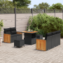Conjunto de Sofás de Jardín de 8 Piezas con Cojines Negro Poliratán Acacia de , Sofás de exterior - Ref: Foro24-3365194, Prec...