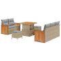 Juego de Sofás de Jardín de 8 Piezas con Cojines Beige Poliratán Acacia | Foro24.es | Tu tienda online para hogar, jardín y más Foro24.es