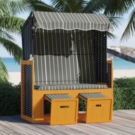 Beach chair Strandkorb canopy synthetic rattan wood black gray by vidaXL, Loungers - Ref: Foro24-318657, Price: 243,23 €, Dis...