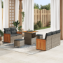 Juego de Sofás de Jardín de 8 Piezas con Cojines en Ratán Polimérico Gris y Acacia | Foro24.es | Tu tienda online para hogar, jardín y más Foro24.es