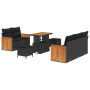 Conjunto de Sofás de Jardín de 8 Piezas con Cojines Ratán Poliéster Negro Acacia de , Sofás de exterior - Ref: Foro24-3365199...