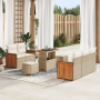 Juego de Sofá de Jardín de 8 Piezas con Cojines Beige Poliratán Acacia de , Sofás de exterior - Ref: Foro24-3365201, Precio: ...