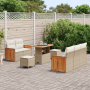 Juego de Sofá de Jardín de 8 Piezas con Cojines Beige Poliratán Acacia de , Sofás de exterior - Ref: Foro24-3365201, Precio: ...