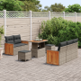 Juego de Sofá de Jardín de 8 Piezas con Cojines Gris Poliratán Acacia | Foro24.es | Tu tienda online para hogar, jardín y más Foro24.es