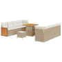Conjunto de Sofá de Jardín  de 11 Piezas con Cojines Beige Ratán Poliéster Acacia | Foro24.es | Tu tienda online para hogar, jardín y más Foro24.es