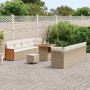 Conjunto de Sofá de Jardín  de 11 Piezas con Cojines Beige Ratán Poliéster Acacia | Foro24.es | Tu tienda online para hogar, jardín y más Foro24.es