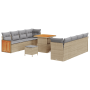Conjunto de Sofá de Jardín de 11 Piezas con Cojines Beige Ratán Poliéster Acacia de , Sofás de exterior - Ref: Foro24-3365227...