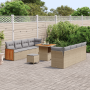 Conjunto de Sofá de Jardín de 11 Piezas con Cojines Beige Ratán Poliéster Acacia de , Sofás de exterior - Ref: Foro24-3365227...