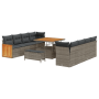 Conjunto de Sofás de Jardín de 11 Piezas con Cojines Gris Poliratán Acacia | Foro24.es | Tu tienda online para hogar, jardín y más Foro24.es