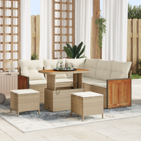 Juego de sofá de jardín de 8 piezas con cojines beige poliratán acacia de , Sofás de exterior - Ref: Foro24-3365256, Precio: ...
