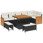 Set de Sofá de Jardín de 9 Piezas con Cojines Negro Poliratán Acacia | Foro24.es | Tu tienda online para hogar, jardín y más Foro24.es