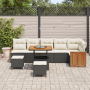 Conjunto de 9 Piezas de Sofá de Jardín con Cojines Negro Poliratán Acacia de , Sofás de exterior - Ref: Foro24-3365270, Preci...