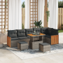 Conjunto de Sofá de Jardín de 9 Piezas con Cojines Gris Poliratán Acacia de , Sofás de exterior - Ref: Foro24-3365278, Precio...