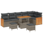 Conjunto de Sofá de Jardín de 9 Piezas con Cojines Gris Poliratán Acacia de , Sofás de exterior - Ref: Foro24-3365278, Precio...
