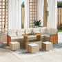 Juego de Sofás de Jardín de 10 Piezas con Cojines Beige Poliratán Madera de Acacia de , Sofás de exterior - Ref: Foro24-33652...
